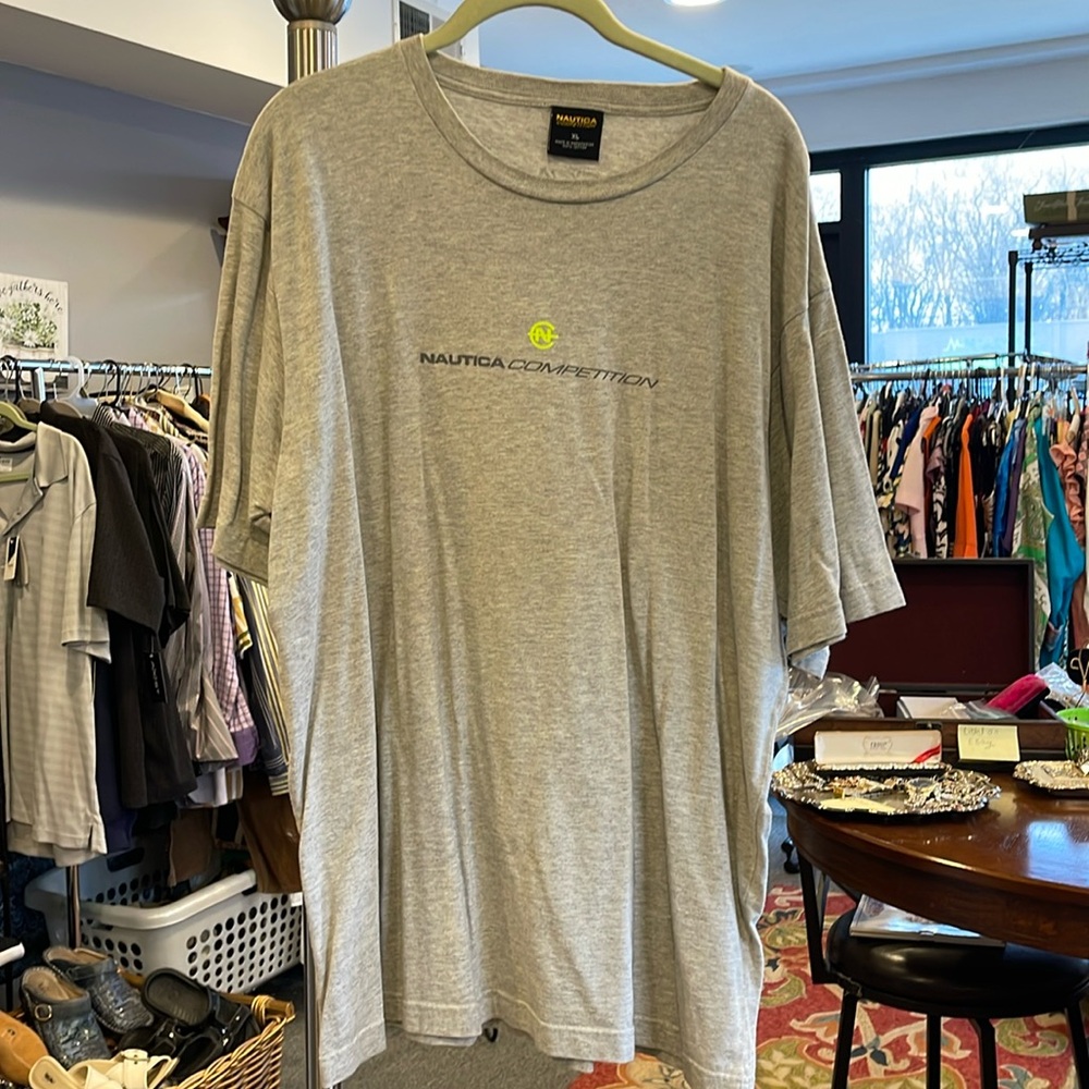 Nautica Competition Men’s T-Shirt Gray 100% Cotton Crewneck Short Sleeve